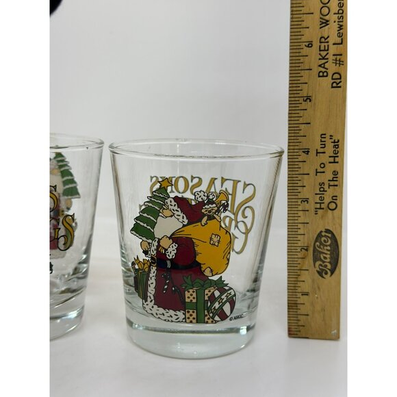 VTG Anchor Hocking "Seasons Greetings" Set of 2 Glasses Santa Claus Christmas - Picture 7 of 7